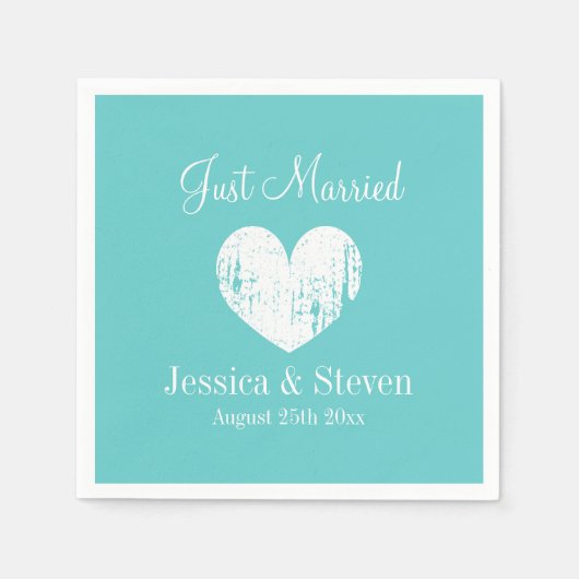 Turquoise blauw en wit bruiloft party servetten (Voorkant)