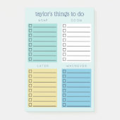 Turquoise Blauw Geel Georganiseerde Dingen om te d Post-it® Notes (Voorkant)