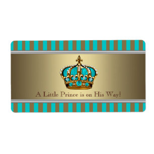 Turquoise Blauw Gouden Prins Waterfles Labels