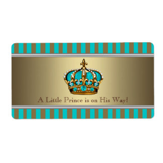 Turquoise Blauw Gouden Prins Waterfles Labels