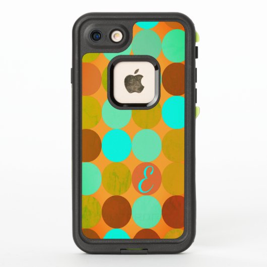 Turquoise Blauw Groen & Oranje Cirkels Monogram (Achterkant)