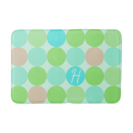 Turquoise Blauw Groen & Oranje Cirkels Monogram Badmat