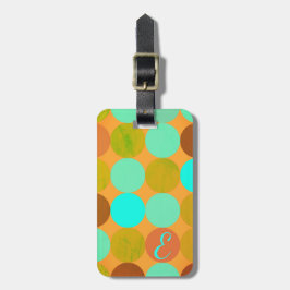 Turquoise Blauw Groen & Oranje Cirkels Monogram Bagagelabel