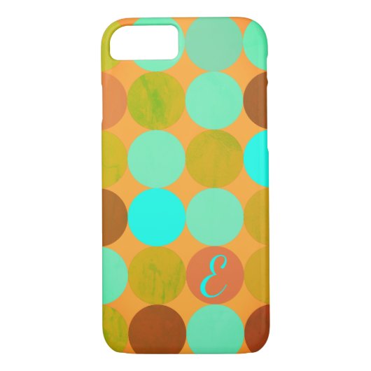 Turquoise Blauw Groen & Oranje Cirkels Monogram Case-Mate iPhone Case (Achterkant)