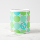 Turquoise Blauw Groen & Oranje Cirkels Monogram Jumbo Mok (Voorkant)