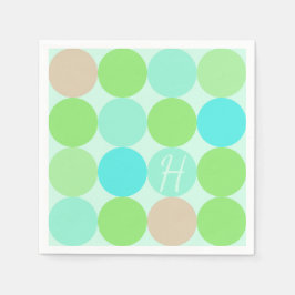 Turquoise Blauw Groen & Oranje Cirkels Monogram Servet