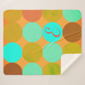 Turquoise Blauw Groen & Oranje Cirkels Monogram Sherpa Deken (Voorkant (horizontaal))