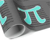 Turquoise, blauw-groen Pi-symbool Cadeaupapier (Rol Hoek)