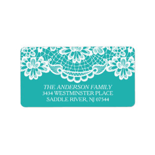 Turquoise Blauw  Kant Retouradres Etiket
