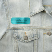 turquoise blauw metallic naamplaatje (In situ)