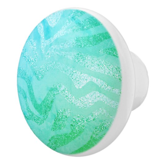 Turquoise blauw metallic zebra gestreept keramische knop (Rechts)