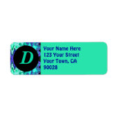 Turquoise Blauw Monogram Etiket (Voorkant)