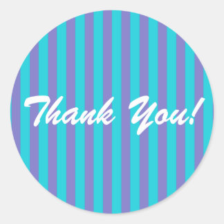 Turquoise blauw/Paarse streep Ronde Sticker