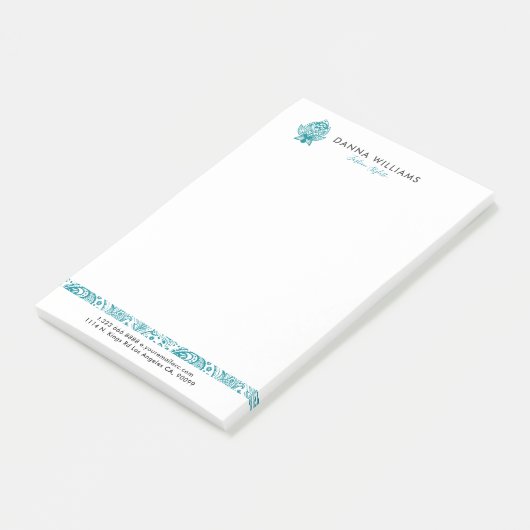 Turquoise-blauw Paisley accent Post-it® Notes (Schuin)