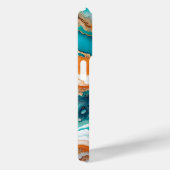 Turquoise blauw, roest en goudverf abstract Case-Mate iPhone case (Achterkant / Rechts)