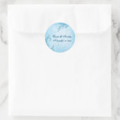  turquoise blauw scroll blad bruiloft ronde sticker (Tas)