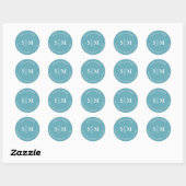 Turquoise Blauw Strand Bruiloft Monogram Ronde Sticker (Vel)