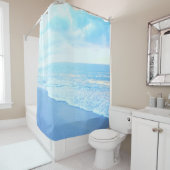 Turquoise Blauw Strand Douchegordijn (In situ)