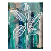 Turquoise Blauw & Teal Modern Botanische Waterverf Perfect Poster (Voorkant)