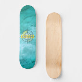 Turquoise Blauw Wit Marmer Chill Vibes Skateboard (Voorkant)