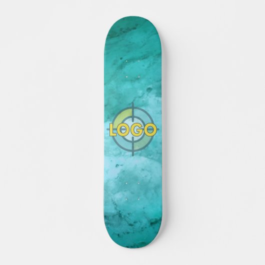 Turquoise Blauw Wit Marmer Chill Vibes Skateboard (Voorkant)