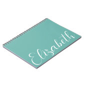 Turquoise Blauw Wit Minimaal Script Eenvoudig Eleg Notitieboek (Linkerzijde)