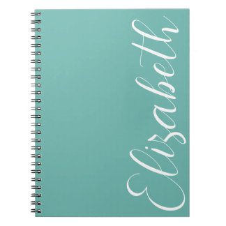Turquoise Blauw Wit Minimaal Script Eenvoudig Eleg Notitieboek