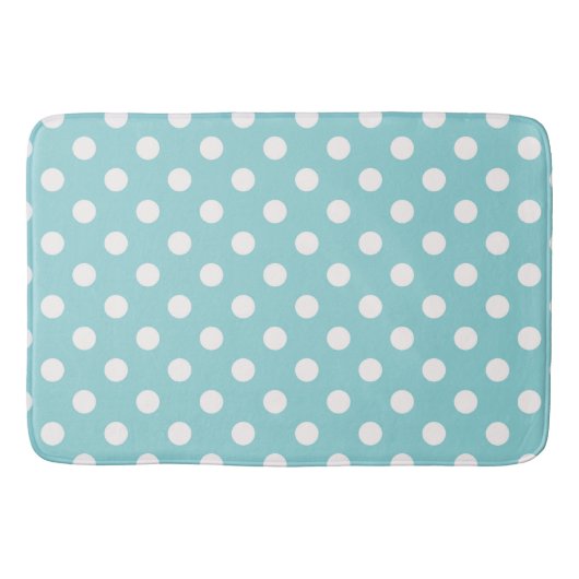 Turquoise Blauw & Wit Polka Dots Dot Badmat (Voorkant)