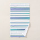 Turquoise Blauw Wit Waterverf Stripes Bad Handdoek (Handdoek)