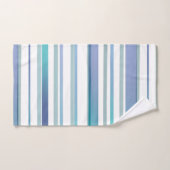 Turquoise Blauw Wit Waterverf Stripes Bad Handdoek (Handdoek)