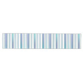 Turquoise Blauw Wit Waterverf Stripes Medium Tafelloper (Horizontaal)