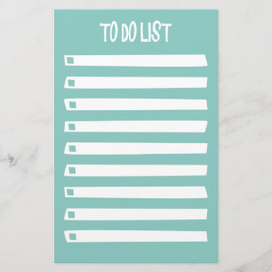 Turquoise Blauw Witte Eenvoudige Meisjesachtige Ta Briefpapier