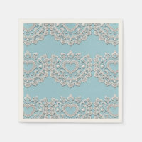 Turquoise Blauw Witte Kant Hart Trouw Bruids-