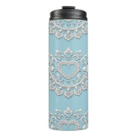 Turquoise Blauw Witte Kant Hart Trouw Bruids-