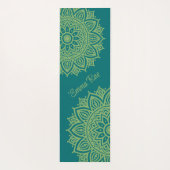 Turquoise Blauw & Zee Groene Mandala Bloem Yogamat (Achterkant)