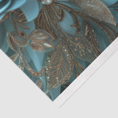 Turquoise Blauwe Bloemen Hoofdtooi Decoupage Tissuepapier (Detail)