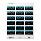 Turquoise blauwe bloemen retour adreslabel etiket (Full Sheet)