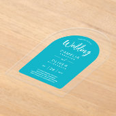 Turquoise Blauwe Boog Acryl Trouw Uitnodigingen Mo Acryl Uitnodigingen (Laagn)