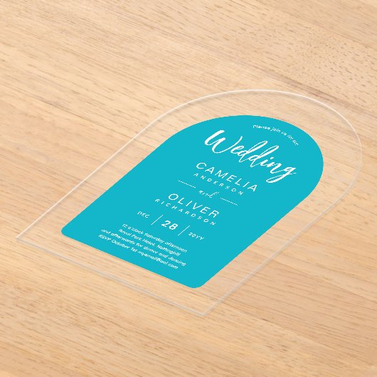 Turquoise Blauwe Boog Acryl Trouw Uitnodigingen Mo Acryl Uitnodigingen (Laagn)