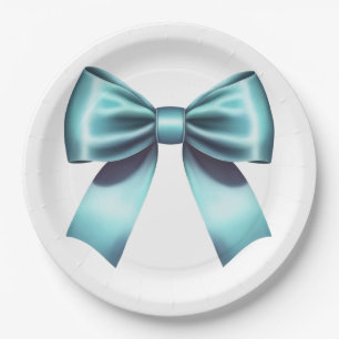 Turquoise Blauwe Boog Elegante Bruiloft Bruidsfees Papieren Bordje