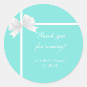 Turquoise Blauwe Diamant & Boog Favor Modern Favor Ronde Sticker