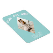 Turquoise Blauwe Diamant Foto Bruiloft Save the Da Magneet (Rechterzijde)