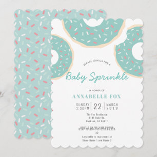 Turquoise Blauwe Donut Baby Sprinkle Shower Kaart