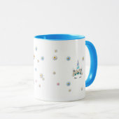 Turquoise Blauwe Eenhoorn Prinses met Gouden Kroon Mok (Voorkant rechts)