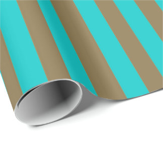 Turquoise blauwe en gouden streep cadeaupapier