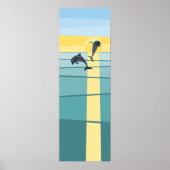 Turquoise-Blauwe Gele Zonsondergang Dolfijn Vector Poster (Voorkant)