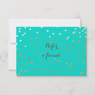 Turquoise Blauwe & Glanzende Gouden Stippen Referr