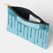 Turquoise Blauwe Glitterdruppels op Lichtblauwe Kl Etui (Open)