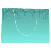 Turquoise Blauwe Glitters Groot Cadeauzakje (Achterkant)