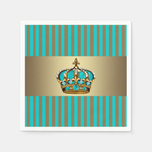Turquoise Blauwe Gouden Kroonprins Servetten